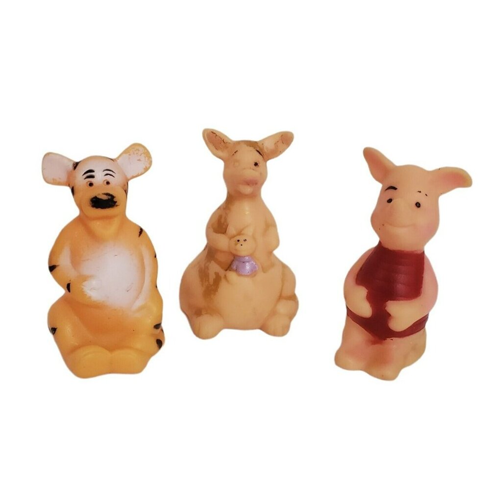 1960 Sears Disney Piglet Kanga Roo Tigger Squeak Squeeze Rubber Toys Taiwan VTG